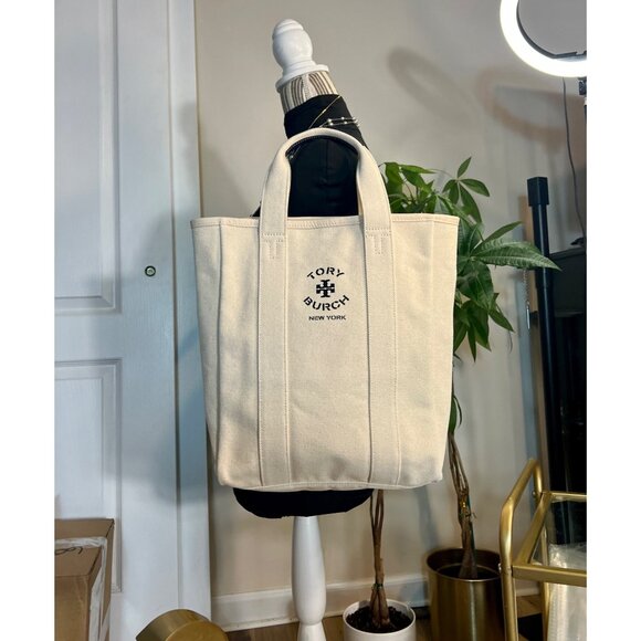 NEW WITH TAGS AUTHENTIC TORY BURCH CANVAS TOTE BAG - Picture 9 of 10